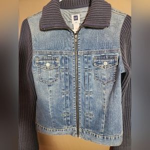 Vintage GAP Denim Jacket with Sweater Knit Sleeves XS